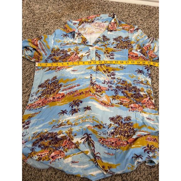 Faherty Womens Blue Travel Pattern Dress L Resortwear Vacation Cruise Tropical - Picture 6 of 7